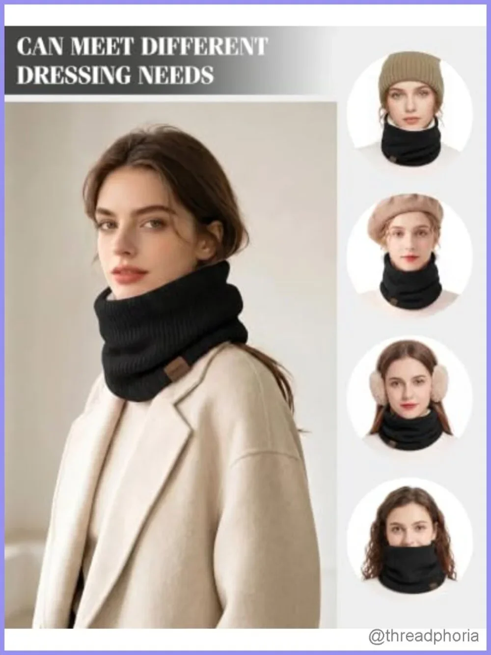Fleece Lined Infinity Scarf Neck Warmer Winter Loop Circle Scarf